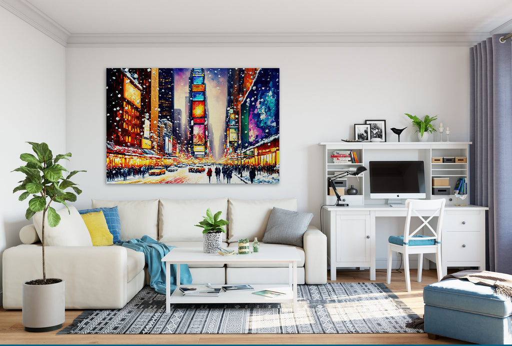 Times Square Canvas Print – Vibrant NYC Winter Scene on Gallery Ready Canvas