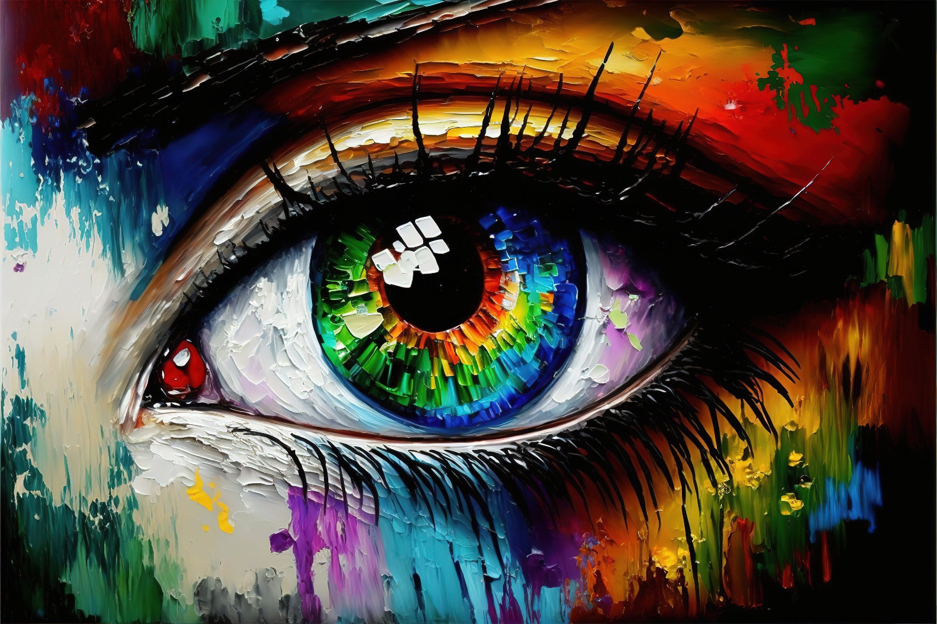 Eye Canvas Print - Abstract Colorful Eye Painting on Gallery Ready Canvas
