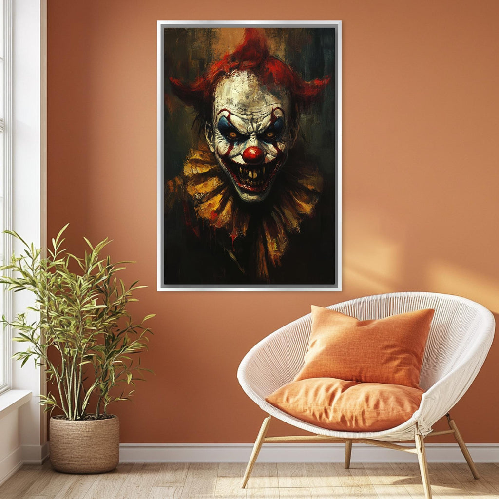 Gothic Clown Wall Art – Extra Large Sinister Clown Canvas | Framed or Gallery Wrapped