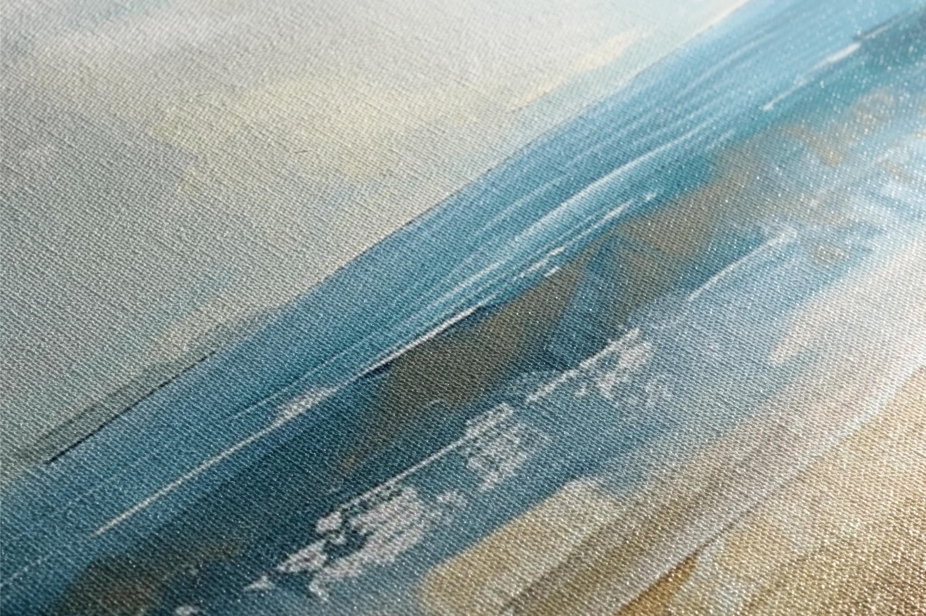 a close up of a piece of art with blue paint