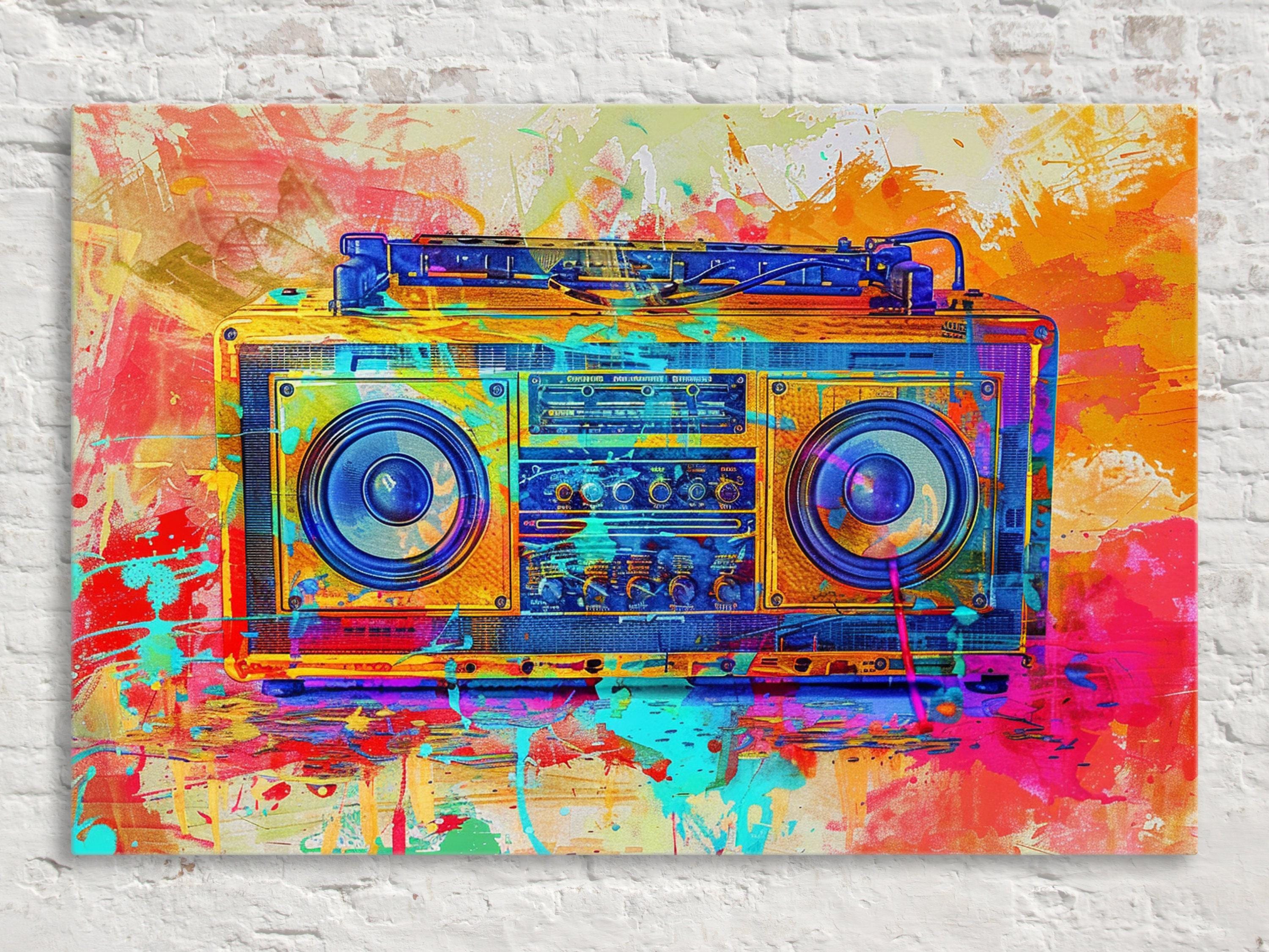 Boombox Pop Art - Vintage Boombox Art on Large Gallery Wrapped Canvas Print