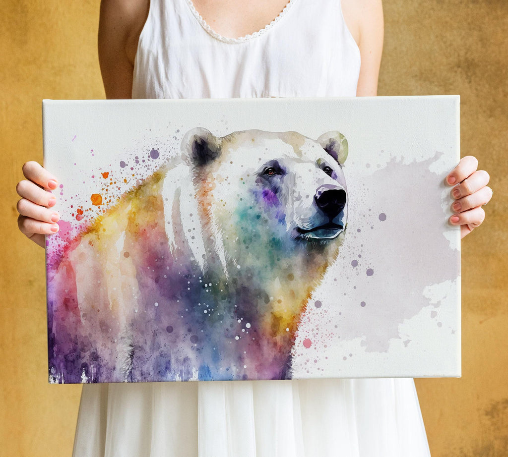 Icy Guardian: Polar Bear Watercolor Painting, Giclee Print on Canvas, Artist Paper, Watercolor Paper, Available in Extra Large Sizes