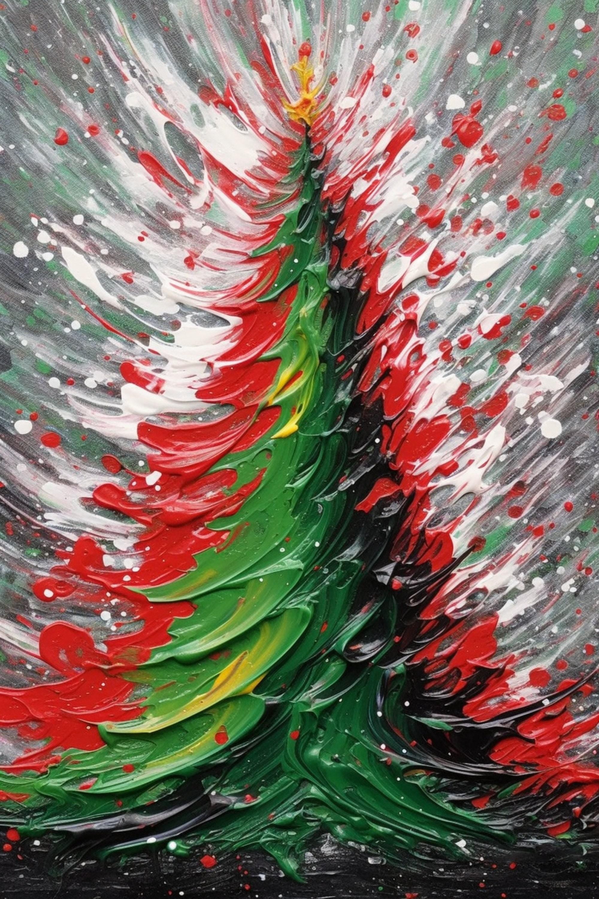 Abstract Christmas Tree Art | Festive Holiday Wall Art - Colorful Tree Print on Artist Canvas