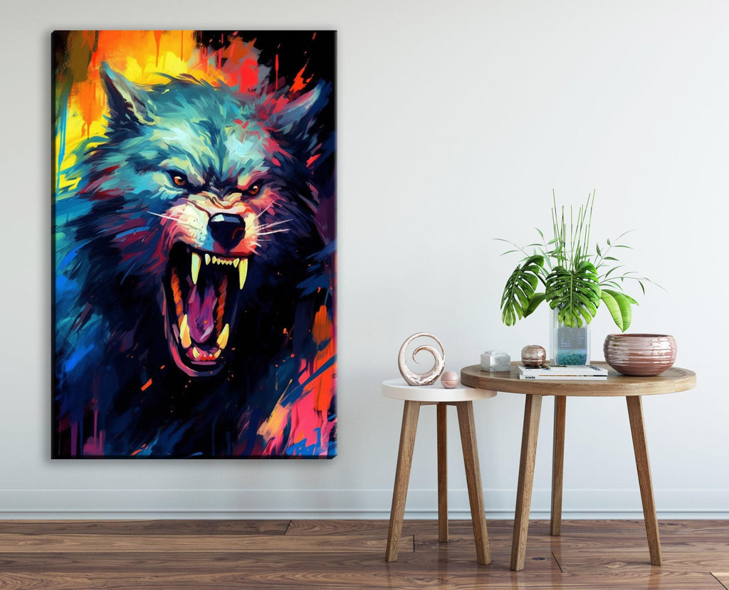 Werewolf Halloween Wall Art | Large Spooky Canvas Print – Full Moon Horror-Themed Wall Decor