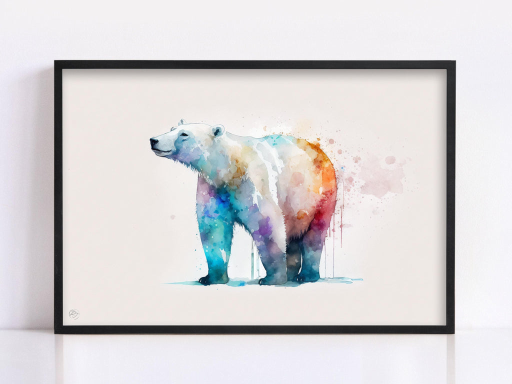 Pristine Wilderness: Polar Bear Watercolor Painting, Giclee Print on Canvas, Artist Paper, Watercolor Paper, Available in Extra Large Sizes