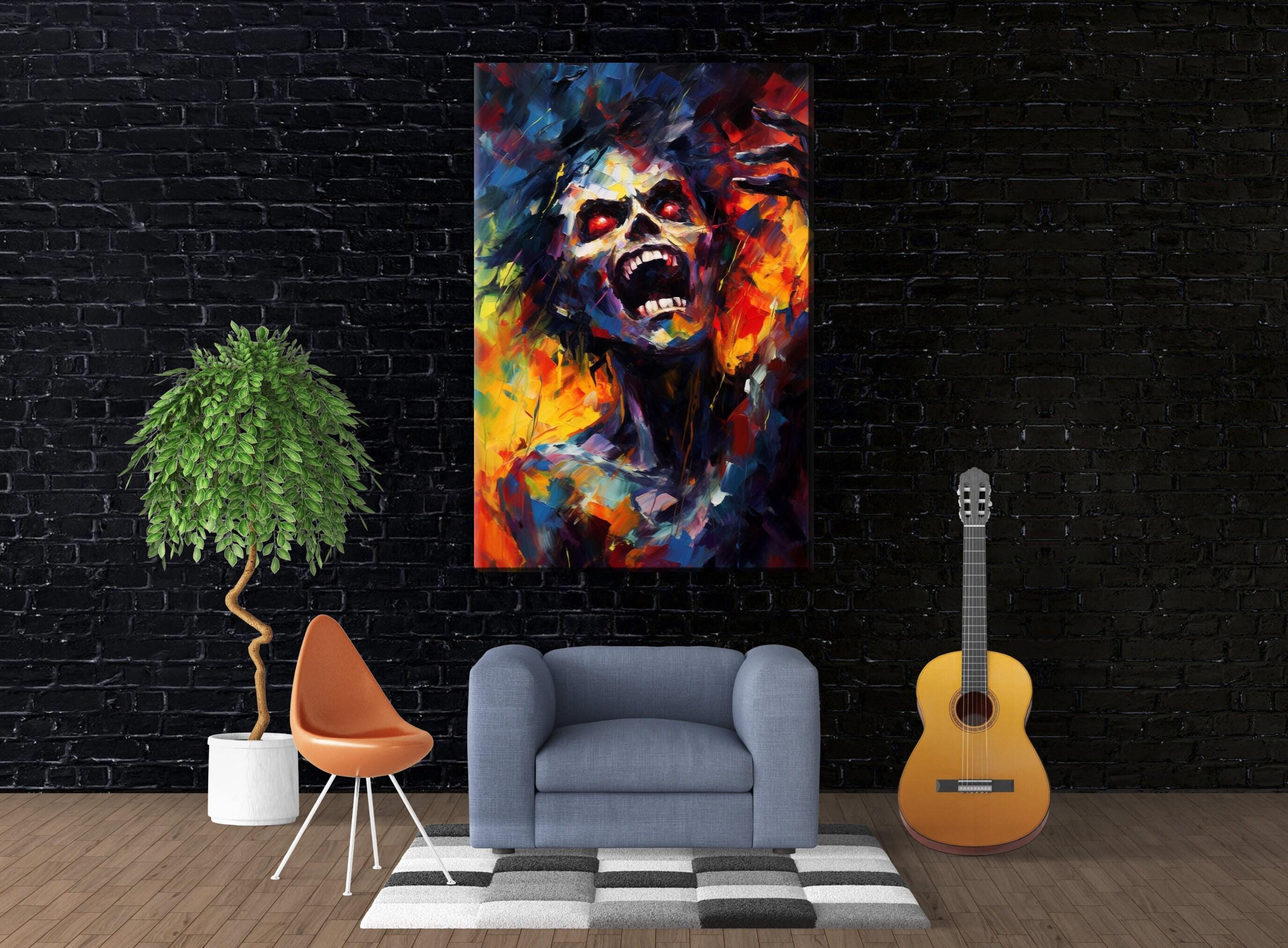 Halloween Zombie Canvas | Large Gallery Wrapped Canvas Print - Spooky Wall Art