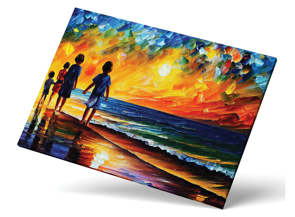 Kids Canvas Print – Vibrant Beach Oil Painting Reproduction | Colorful Wall Art