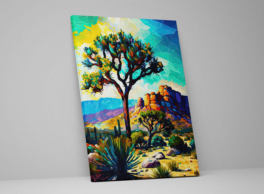 Joshua Tree Canvas Print – Southwest Landscape Painting | Vibrant Desert Art On Wood Frame