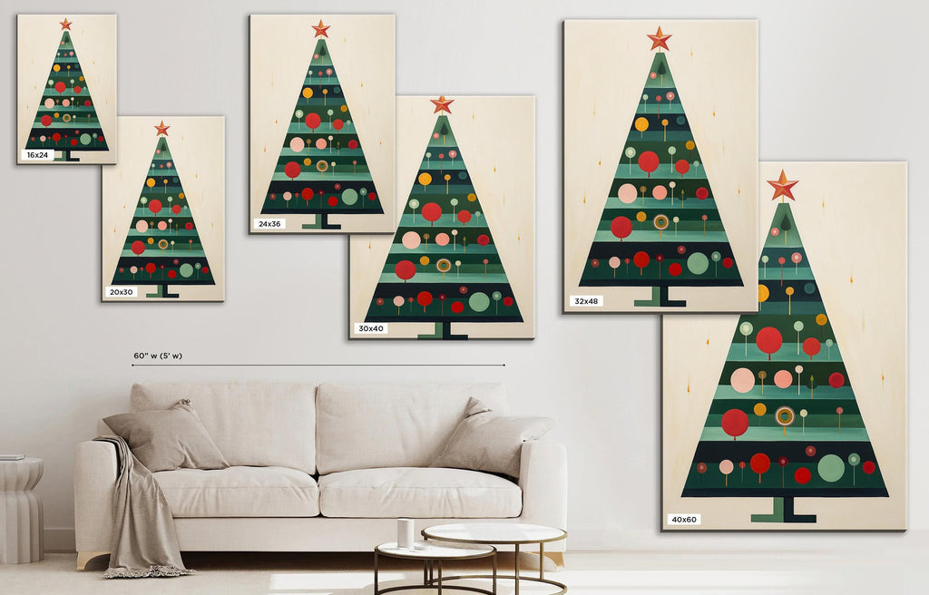 Minimalist Christmas Tree Art – Modern Christmas Decor | Gallery Wrapped Canvas Print