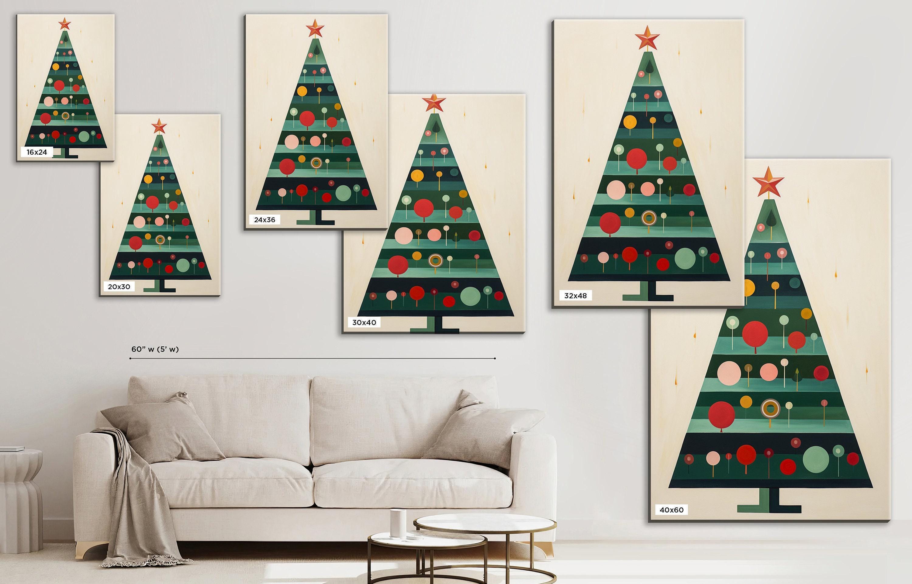 Minimalist Christmas Tree Art – Modern Christmas Decor | Gallery Wrapped Canvas Print