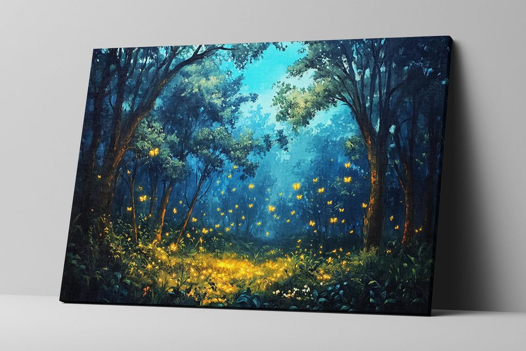 a painting of a forest filled with lots of trees