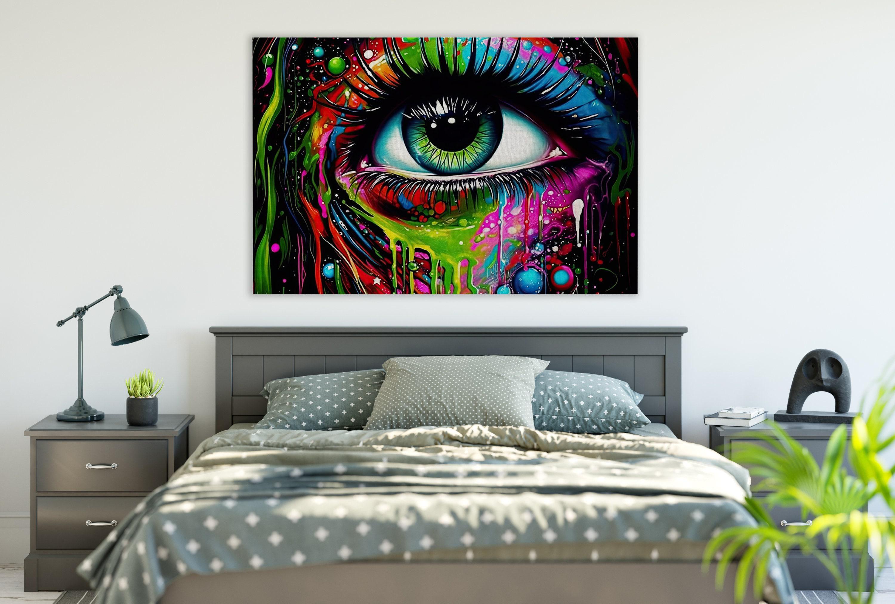 Psychedelic Eye Canvas – Trippy Eye Painting on Vibrant Gallery Ready Canvas Print