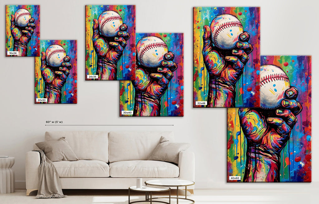 Baseball Canvas Art - Hand Holding Baseball Print | Classic Sports Wall Decor