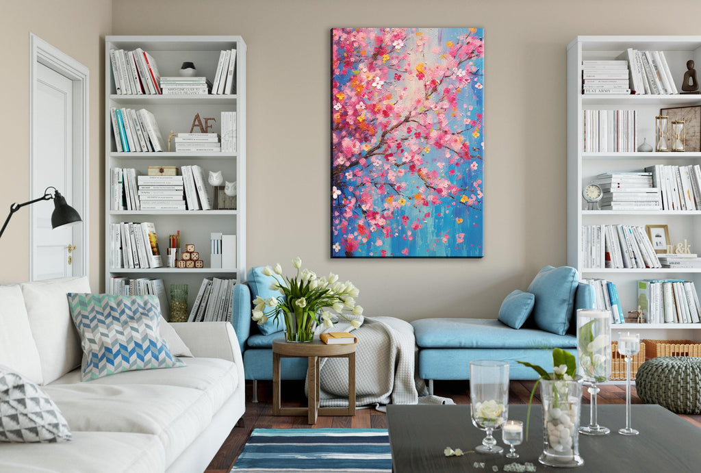 Cherry Blossom Canvas | Large Floral Wall Art - Japanese Garden Print