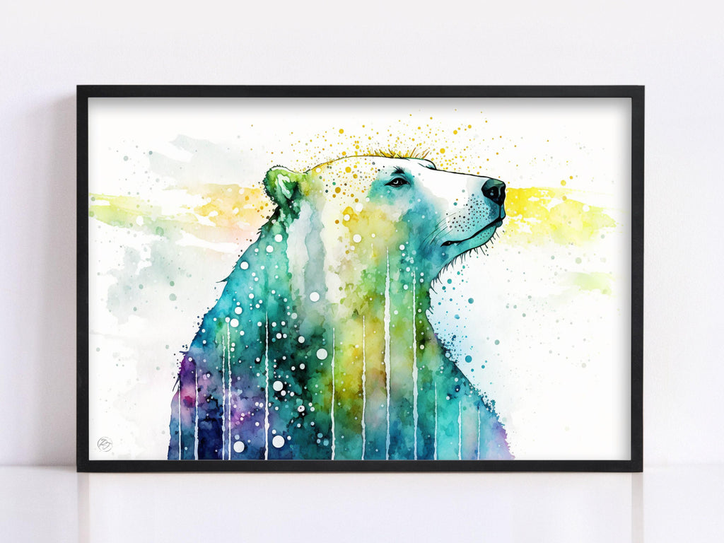 Arctic Beauty: Polar Bear Watercolor Painting, Giclee Print on Canvas, Artist Paper, Watercolor Paper, Available in Extra Large Sizes