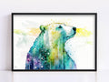 Arctic Beauty: Polar Bear Watercolor Painting, Giclee Print on Canvas, Artist Paper, Watercolor Paper, Available in Extra Large Sizes