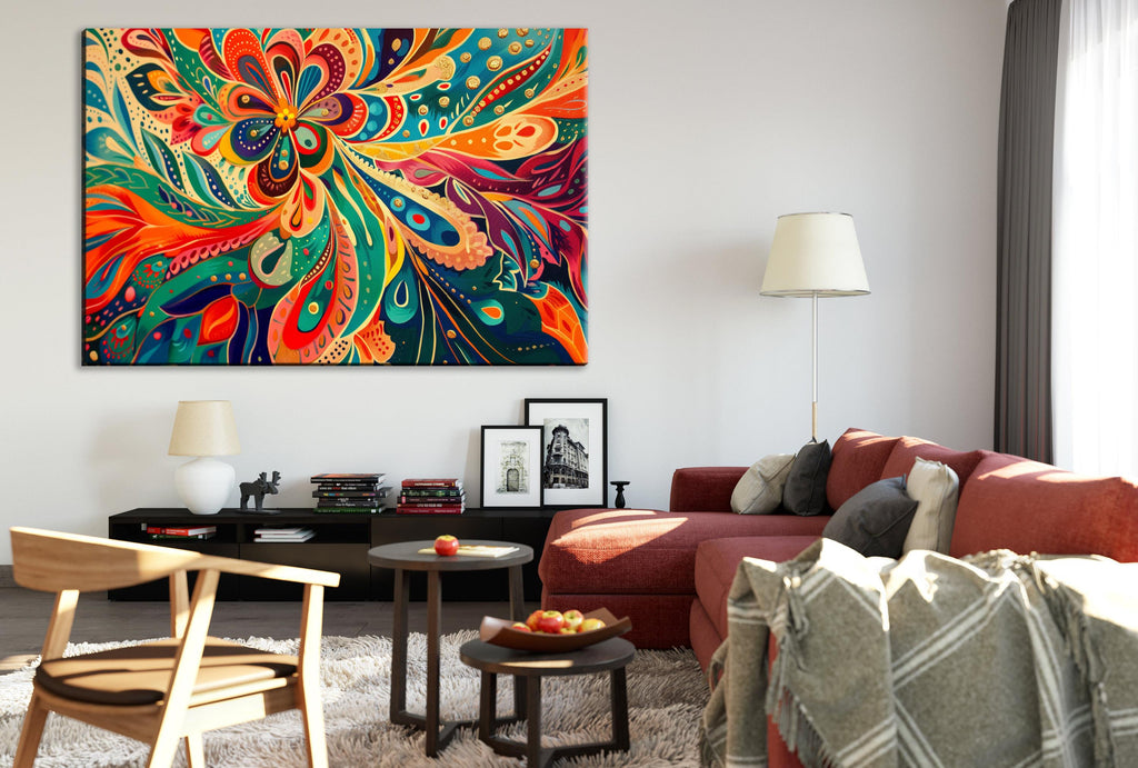 Boho Abstract Art - Extra Large Canvas Giclée Print | Modern Bohemian Decor