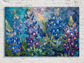Texas Bluebonnet Painting - Large Canvas Wall Art | Blue Purple Flowers, Gallery Wrapped Print