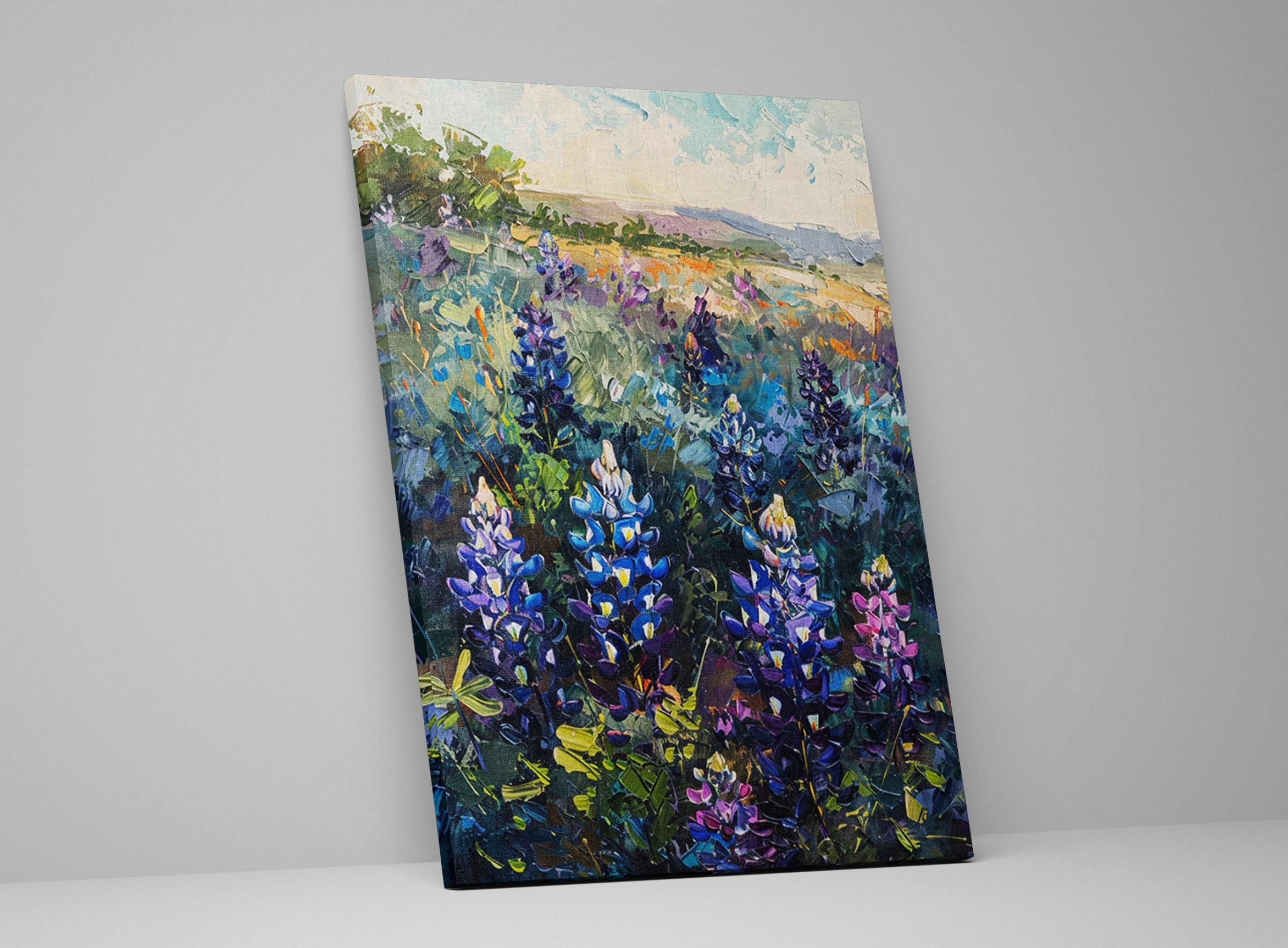 Texas Bluebonnet Painting – Large Canvas Art | Gallery Wrapped, UV Coated, Ready to Hang