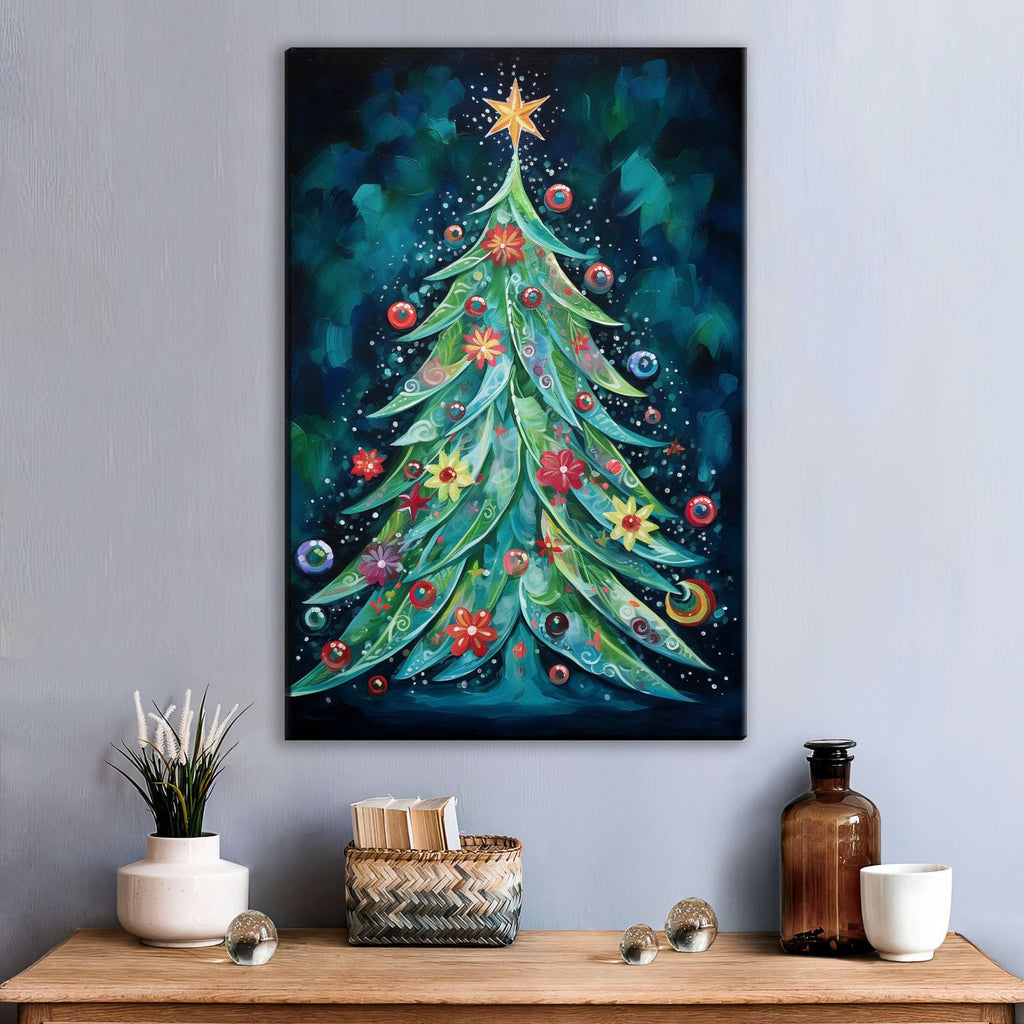 Boho Christmas Canvas - Festive Wall Art on Extra Large Gallery Wrapped Frame