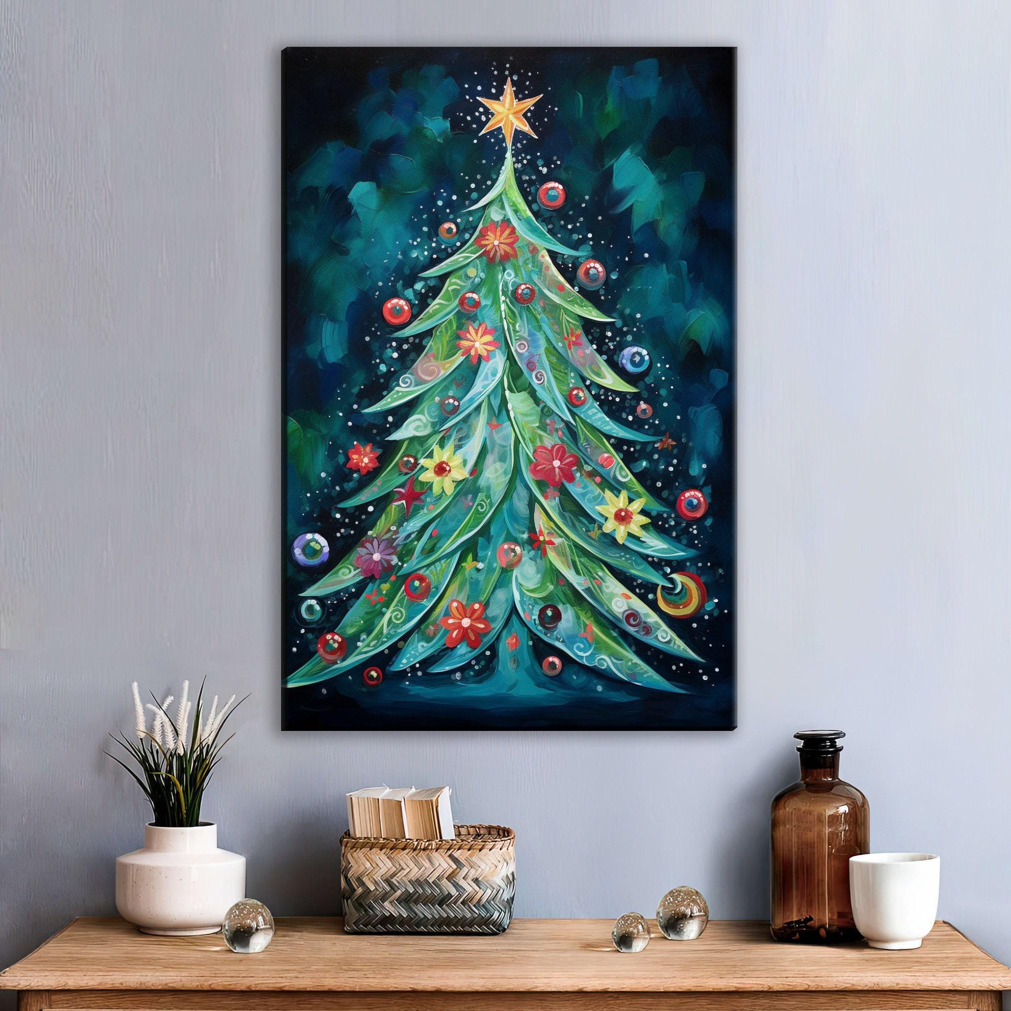 Boho Christmas Canvas - Festive Wall Art on Extra Large Gallery Wrapped Frame