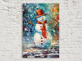 Frosty Snowman Wall Art - Xmas Canvas Print | Festive Winter Artwork on Gallery Wrapped Canvas