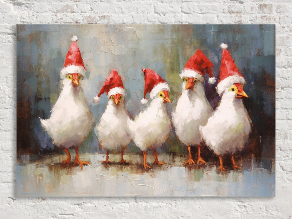 Holiday Chicken Canvas – Festive Farm Decor | Extra Large Gallery Wrapped Print