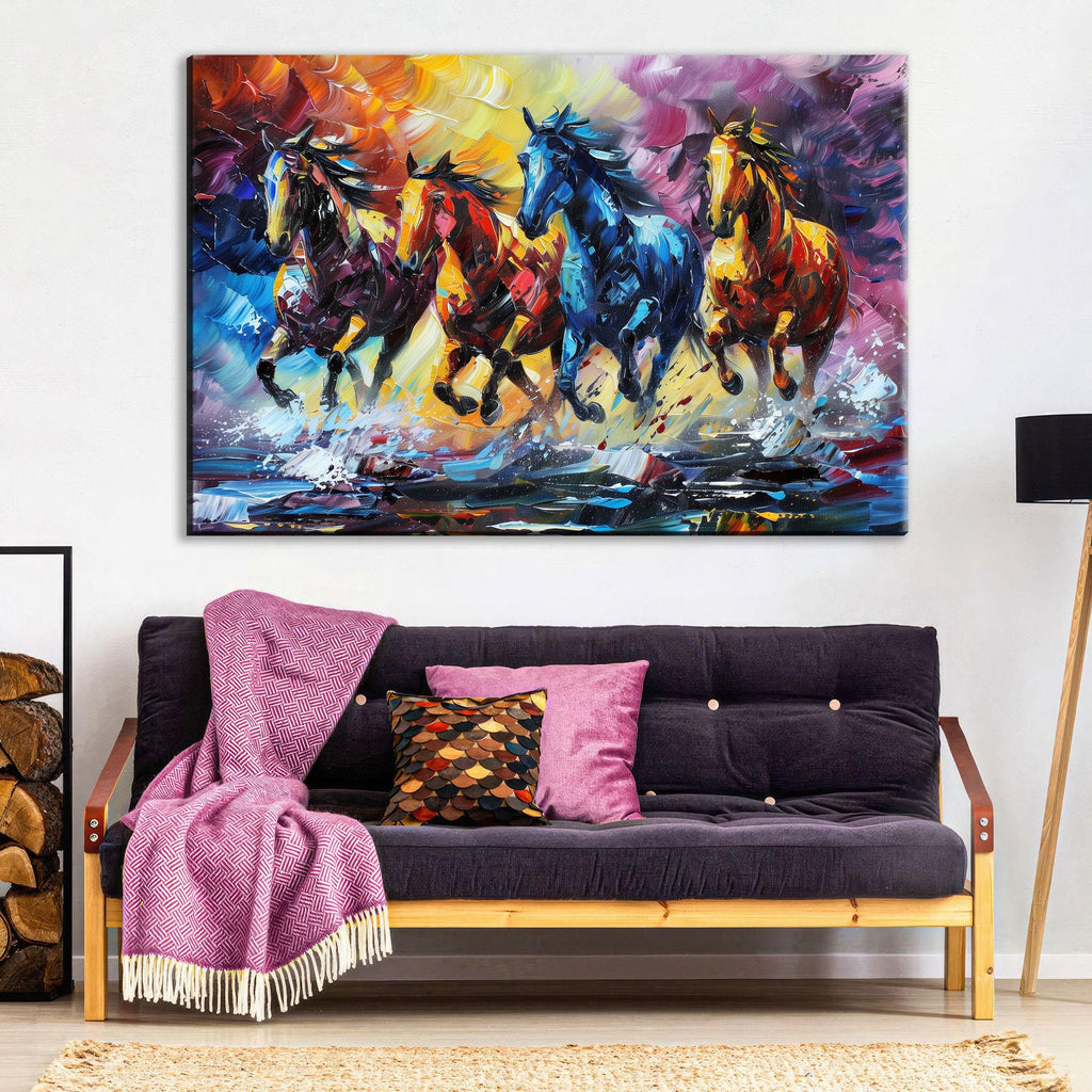 Wild Horses Wall Art - Extra Large Gallery Wrapped Canvas with UV Coating