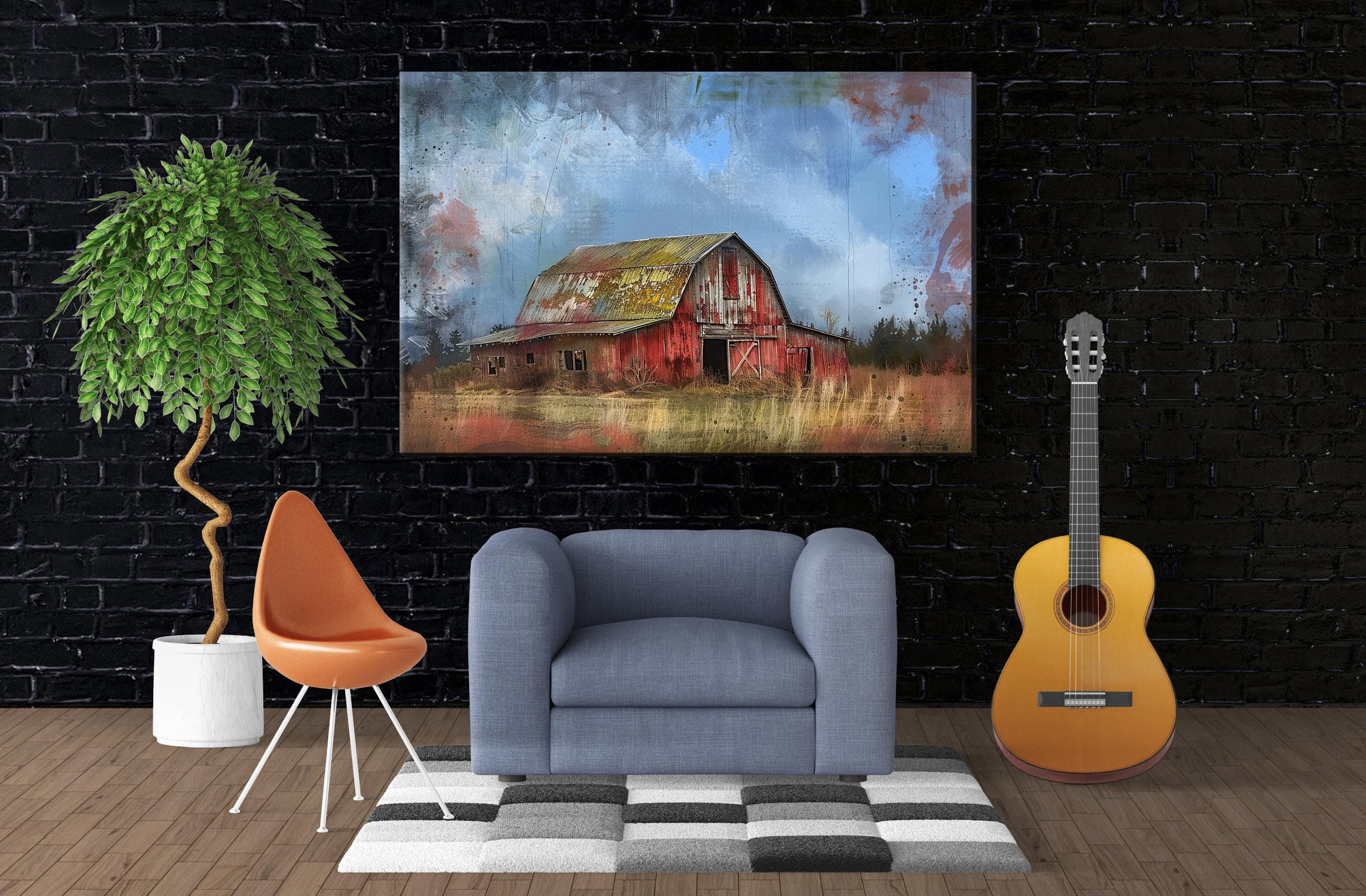 Farmhouse Wall Art – Tranquil Rural Barn Artwork | Rustic Canvas Print, Extra Large