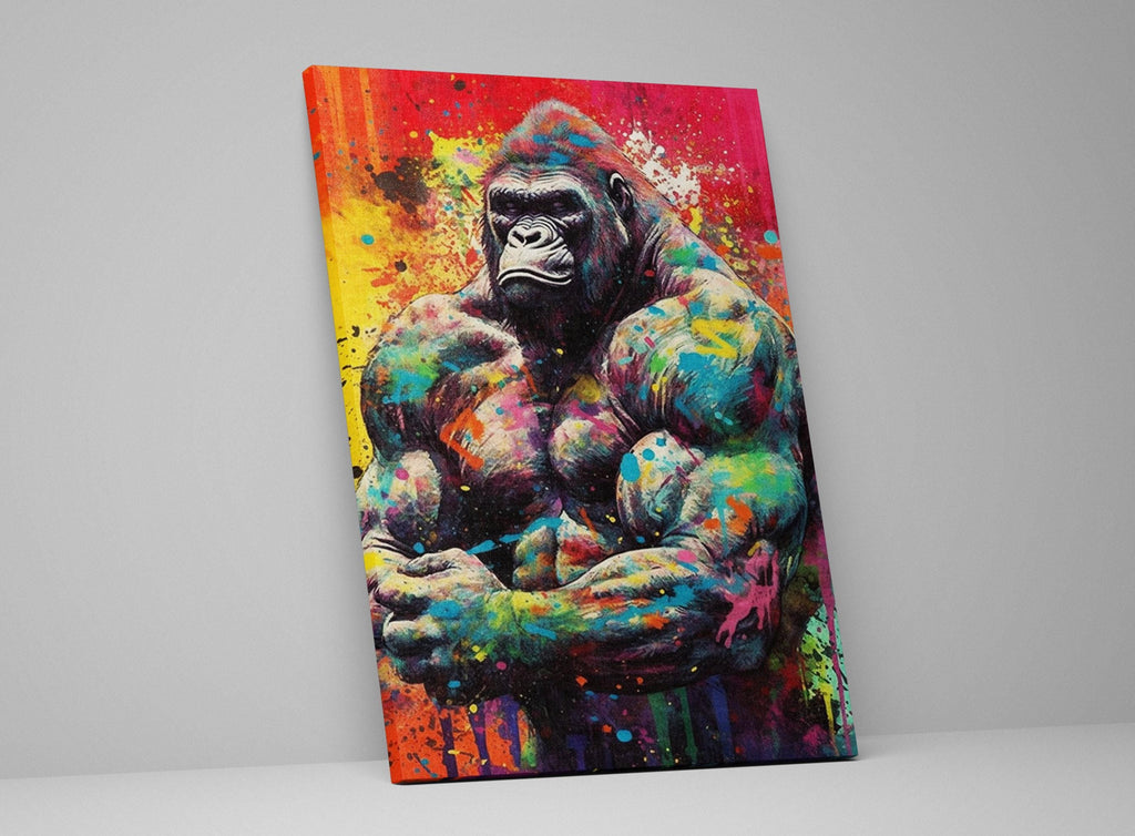 Muscle Gorilla Art – Vibrant Gym Wall Art Canvas | Gallery Wrapped, Ready to Hang