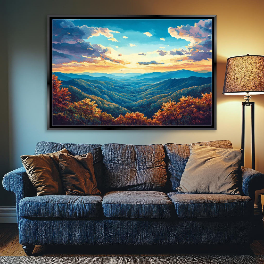 Blue Ridge Mountain Canvas - Extra Large Framed Wall Art With Fade Resistant Inks