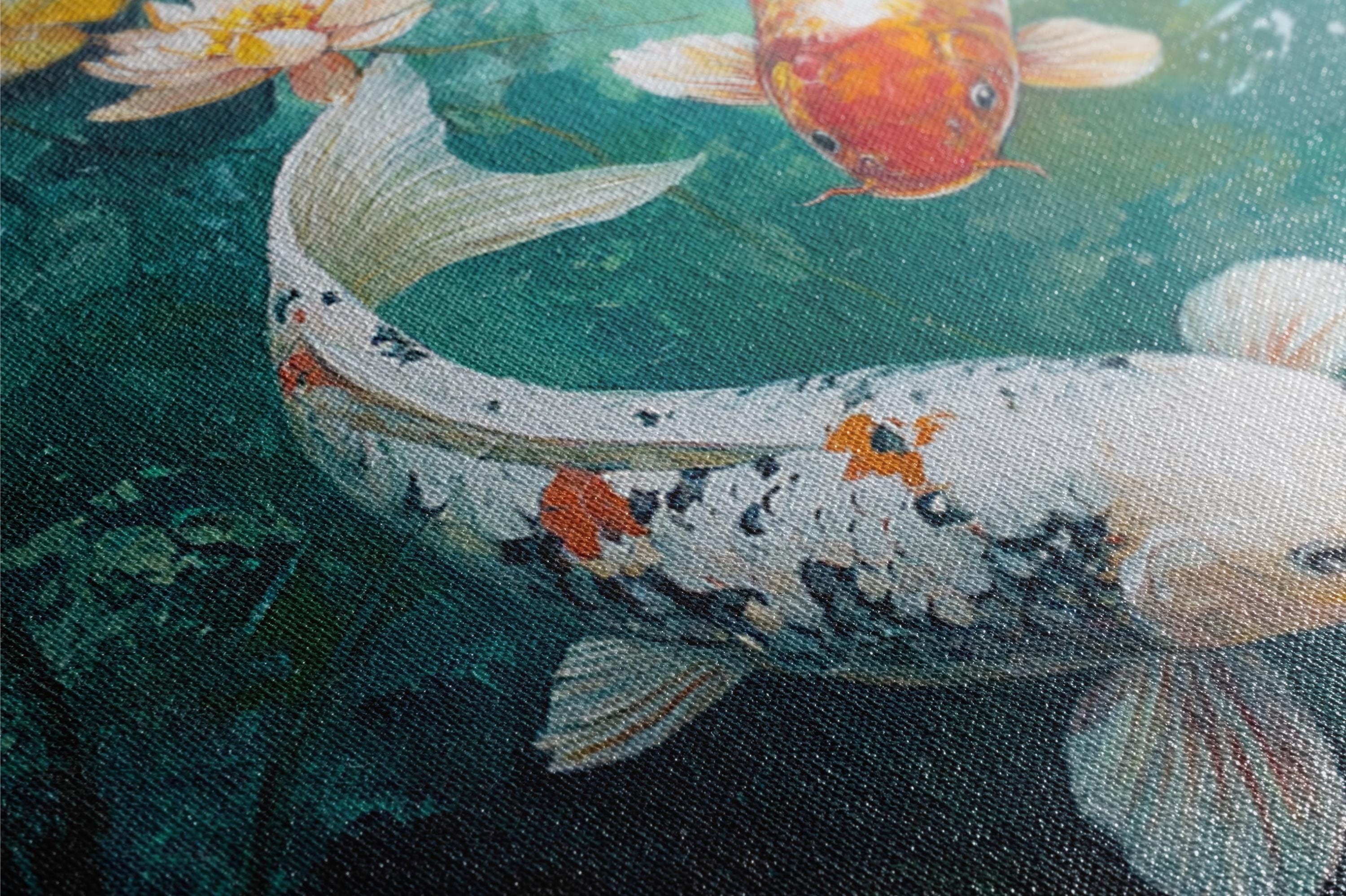 a close up of a painting of a koi fish