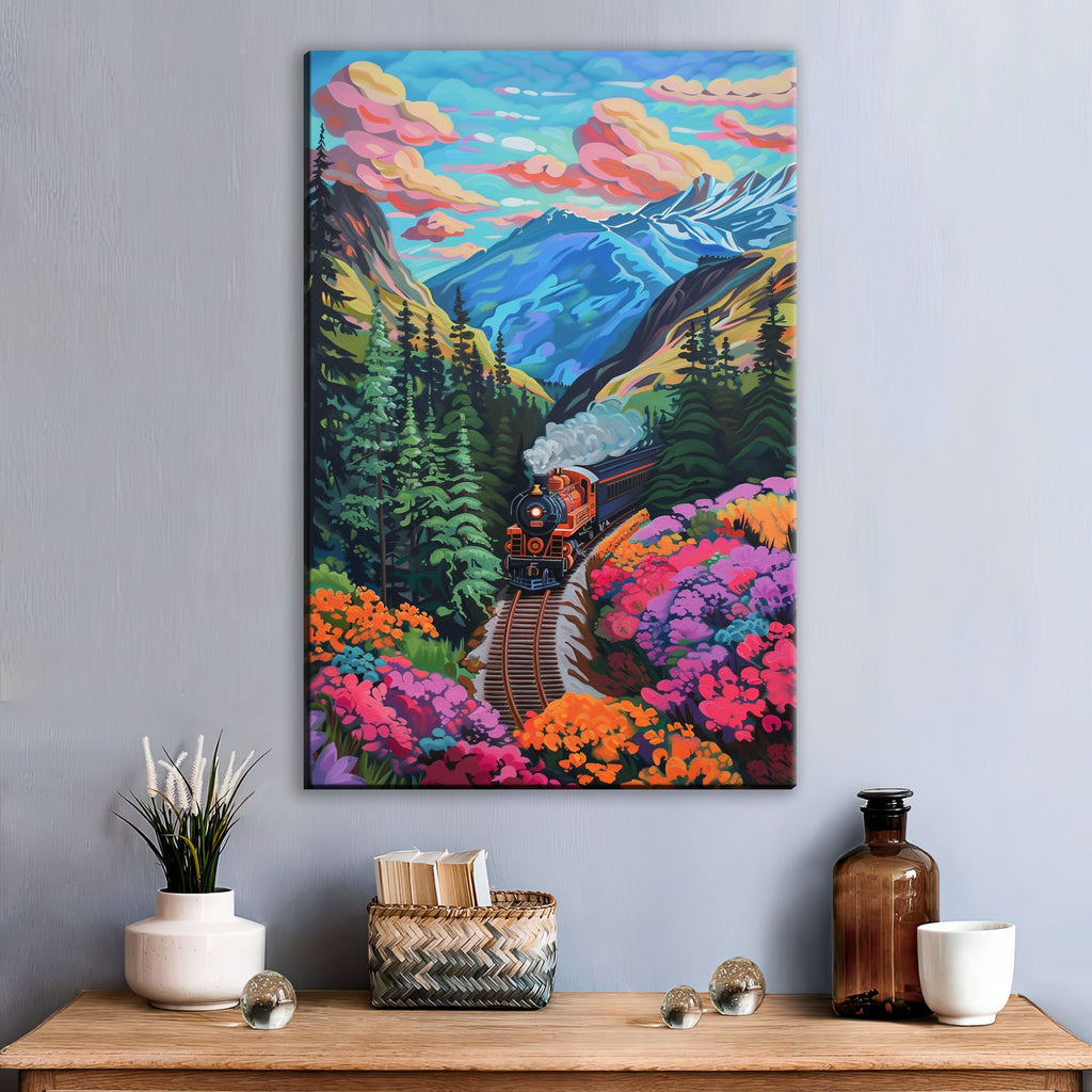 Vintage Railway Art Print – Classic Locomotive Canvas, Gallery Wrapped, Ready to Hang