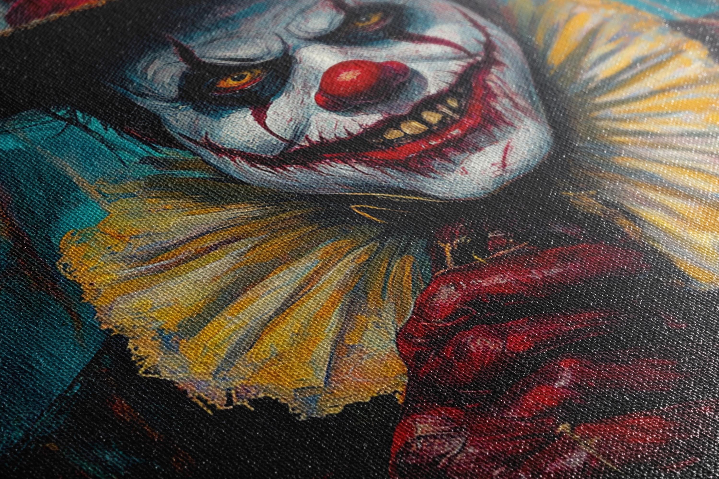 Sinister Clown Wall Art – Frightening Halloween Canvas Print | Extra Large Gallery Wrapped Canvas