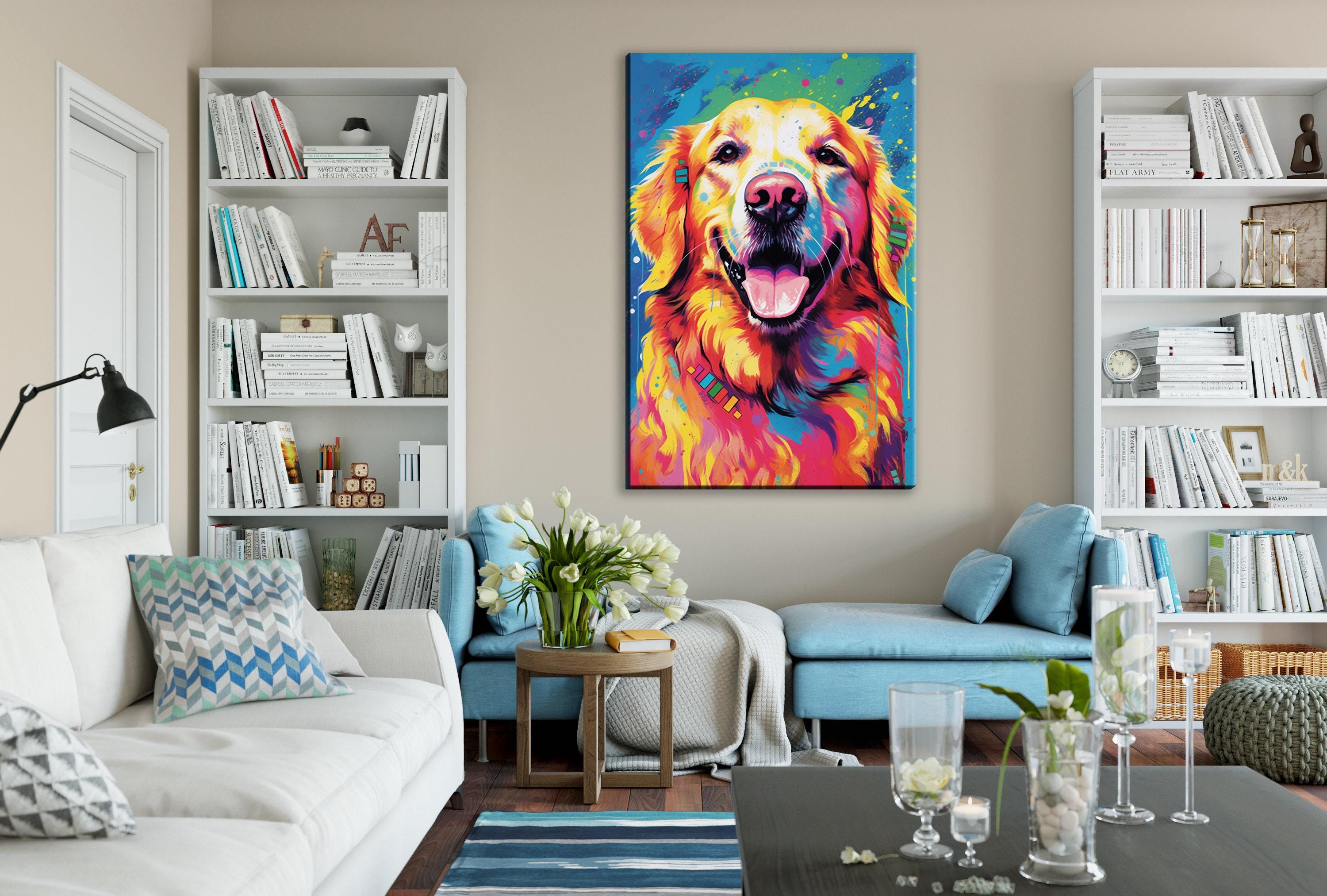 Golden Retriever Canvas - Large Vibrant Dog Wall Art Print | Gallery Ready Pet Portrait Decor