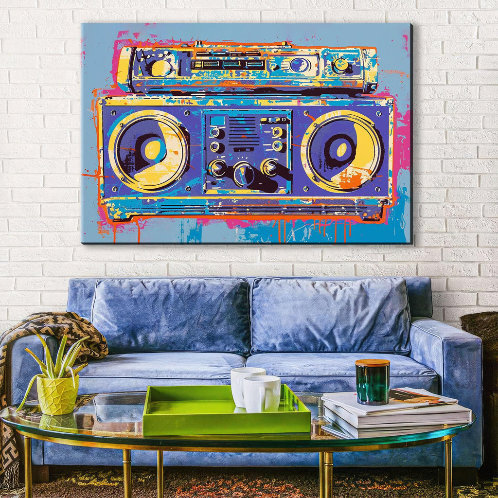 Retro Boombox Wall Art - Pop Art Canvas Print | Extra Large Gallery Wrapped Canvas