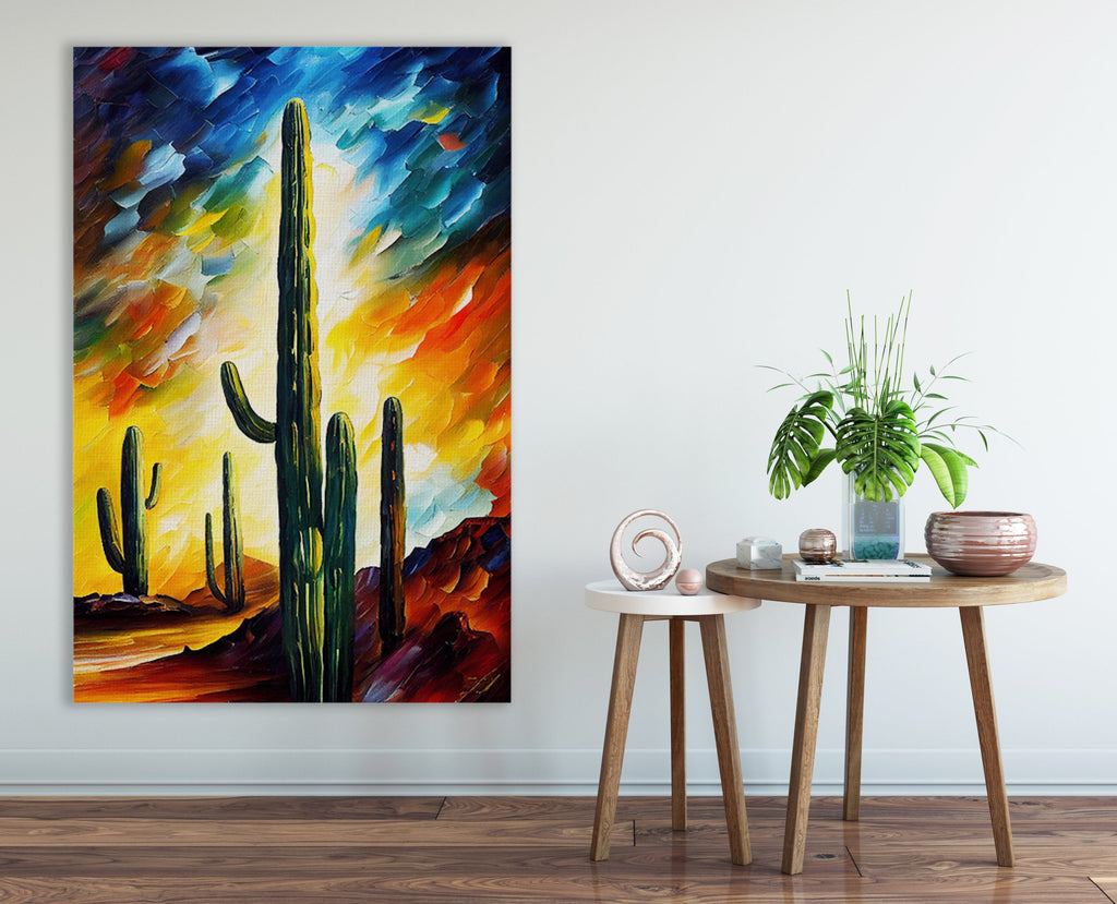 Cactus Canvas Art - Southwest Landscape Print | Gallery Ready UV Coated Canvas