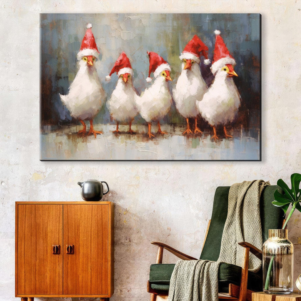 Holiday Chicken Canvas – Festive Farm Decor | Extra Large Gallery Wrapped Print