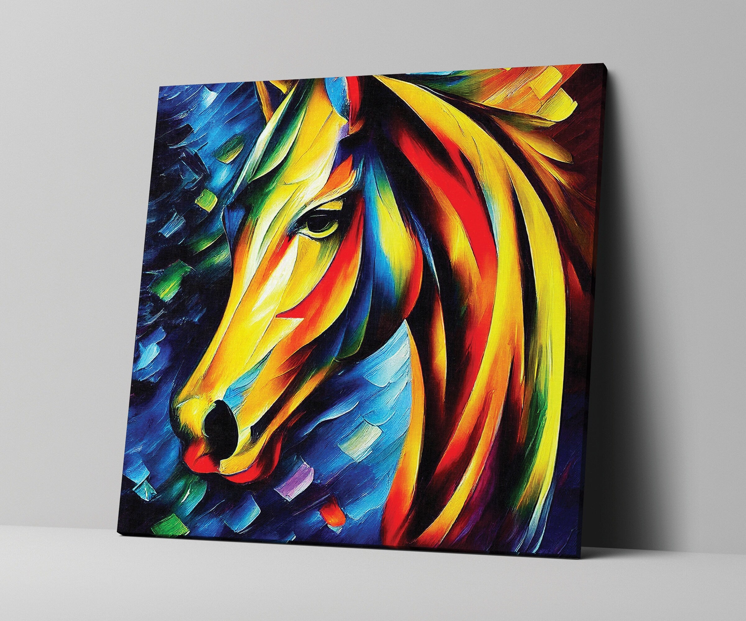 Colorful Horse Canvas | Vibrant Wall Art - Oil Painting Reproduction, Gallery Ready