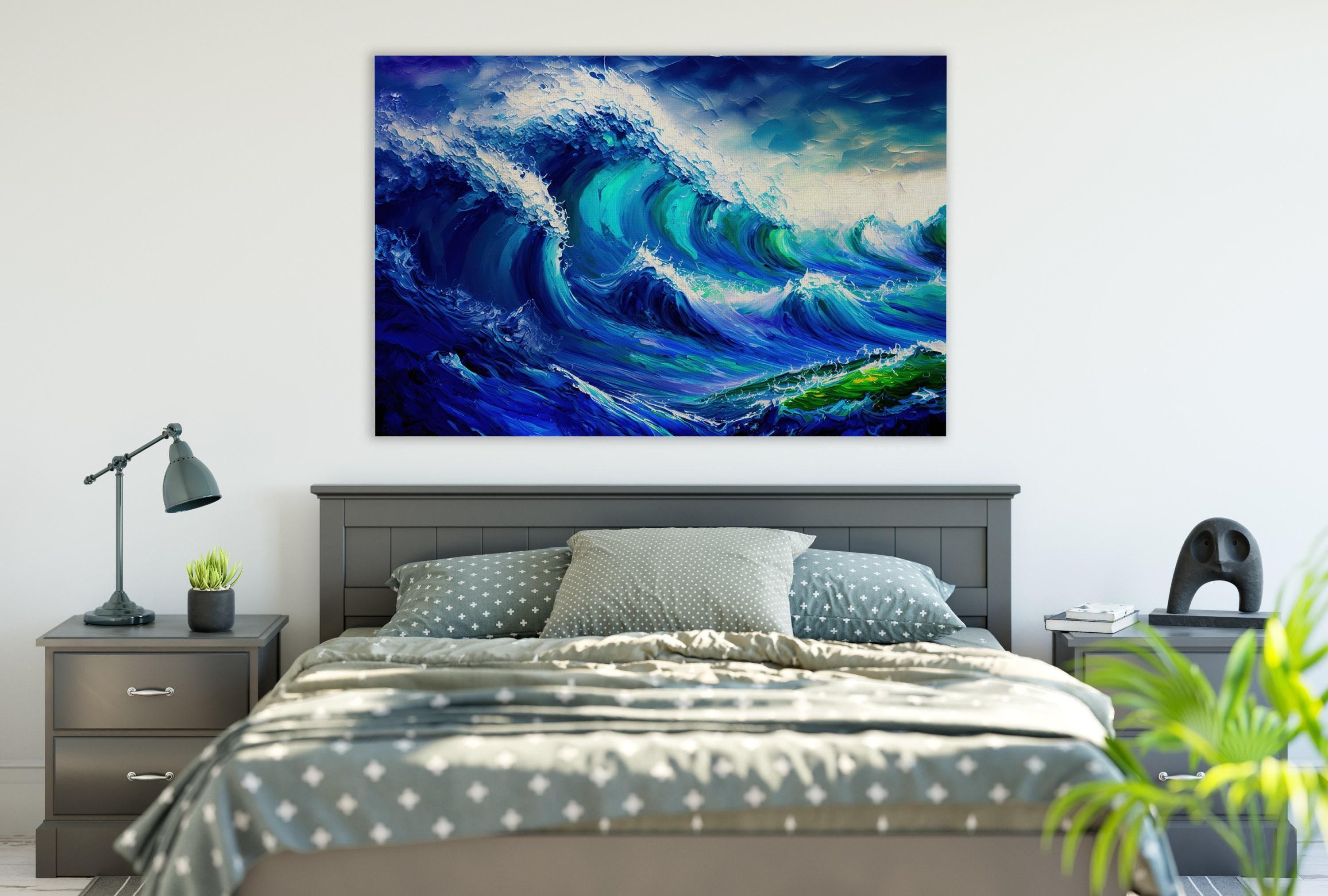 Blue Ocean Wave Canvas – Vibrant Wave Artwork | Nautical Home Decor
