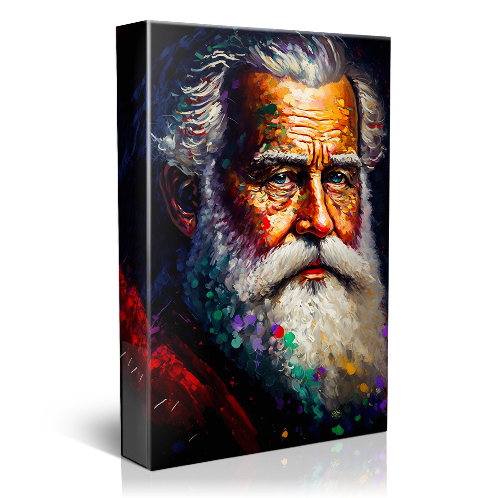 Santa Portrait Canvas - Old Saint Nick Painting | Holiday Wall Art Decor