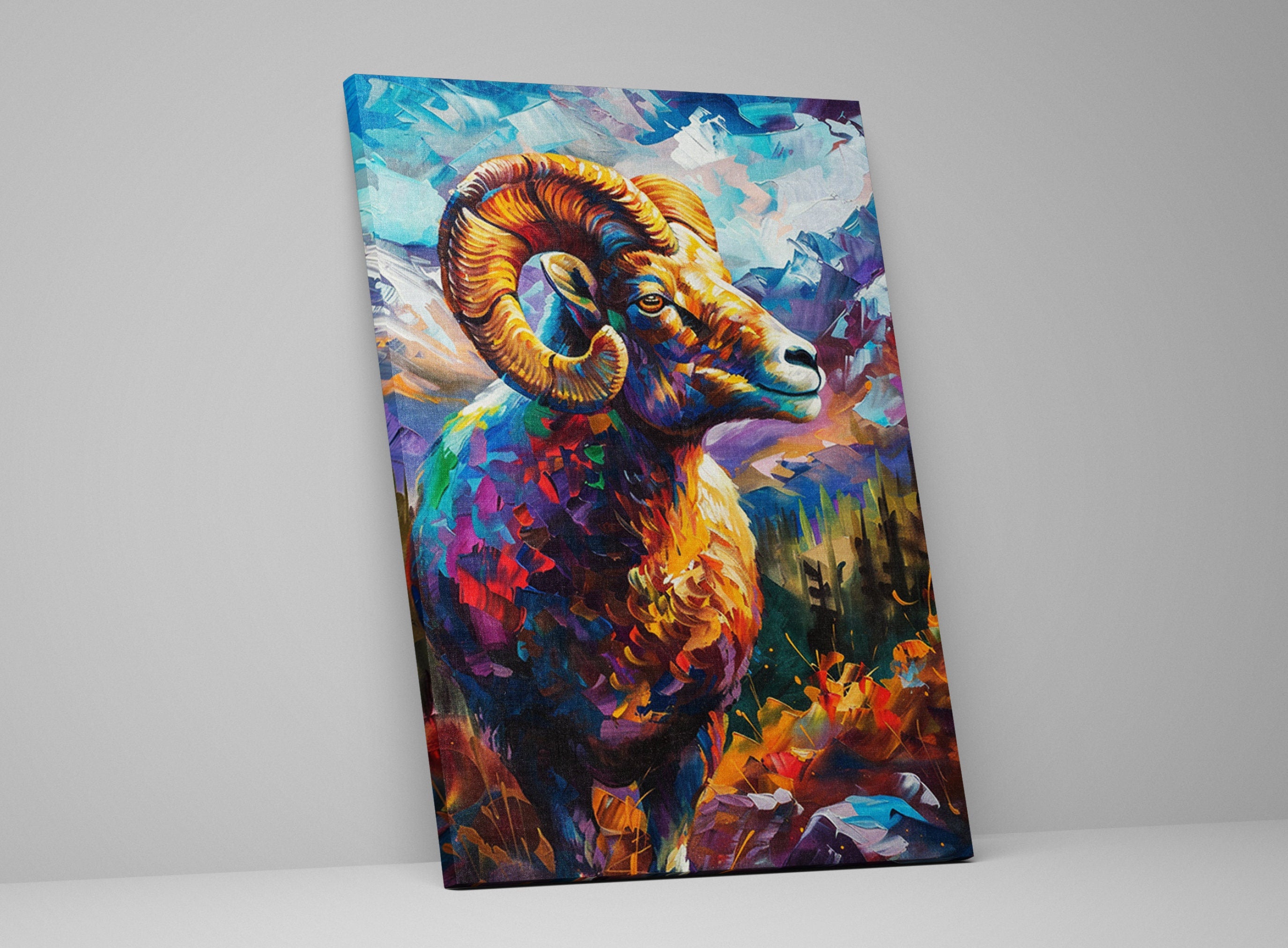 Bighorn Sheep Painting - Wildlife Canvas Art | Gallery Wrapped, Ready to Hang