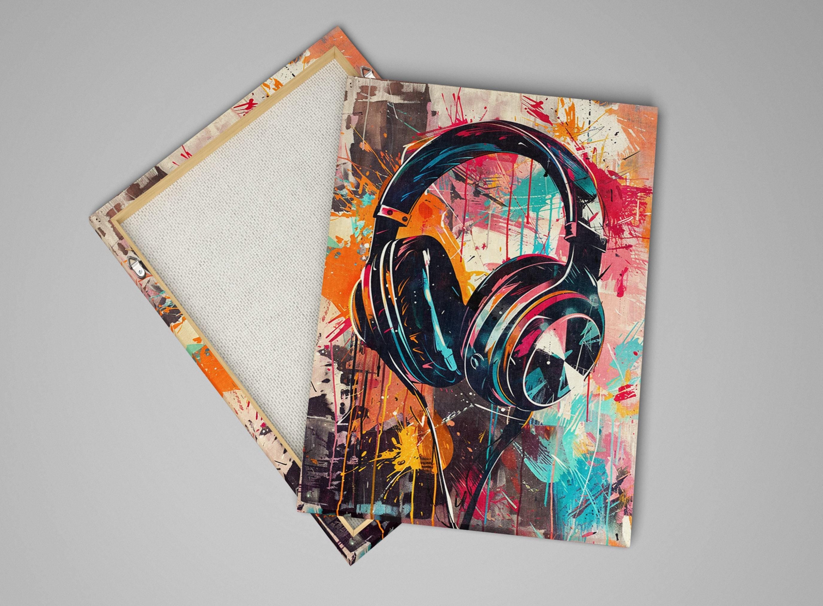 Retro Headphones Art – Pop Art Wall Decor | Large Canvas Print Ready to Hang