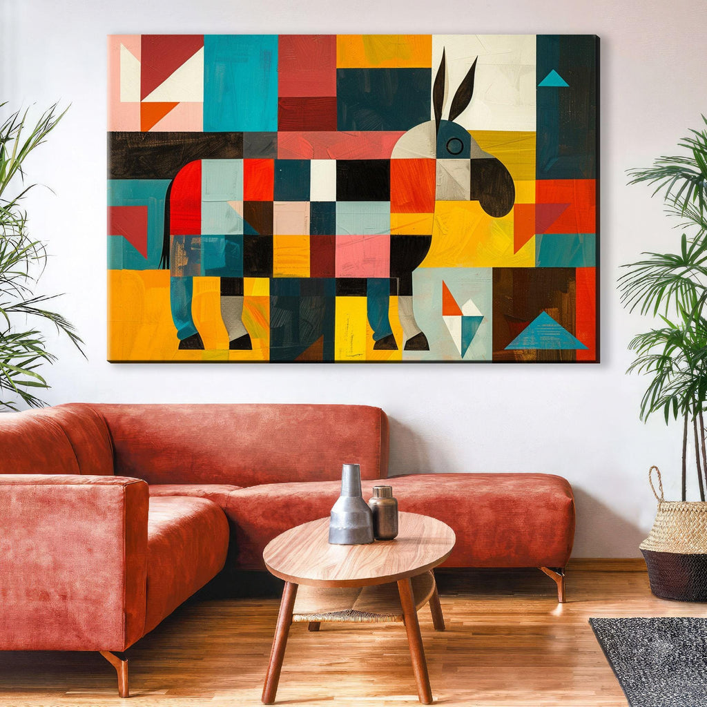 Mid Century Modern Art - Donkey Canvas Print | Retro Wall Art, Gallery Wrapped Canvas