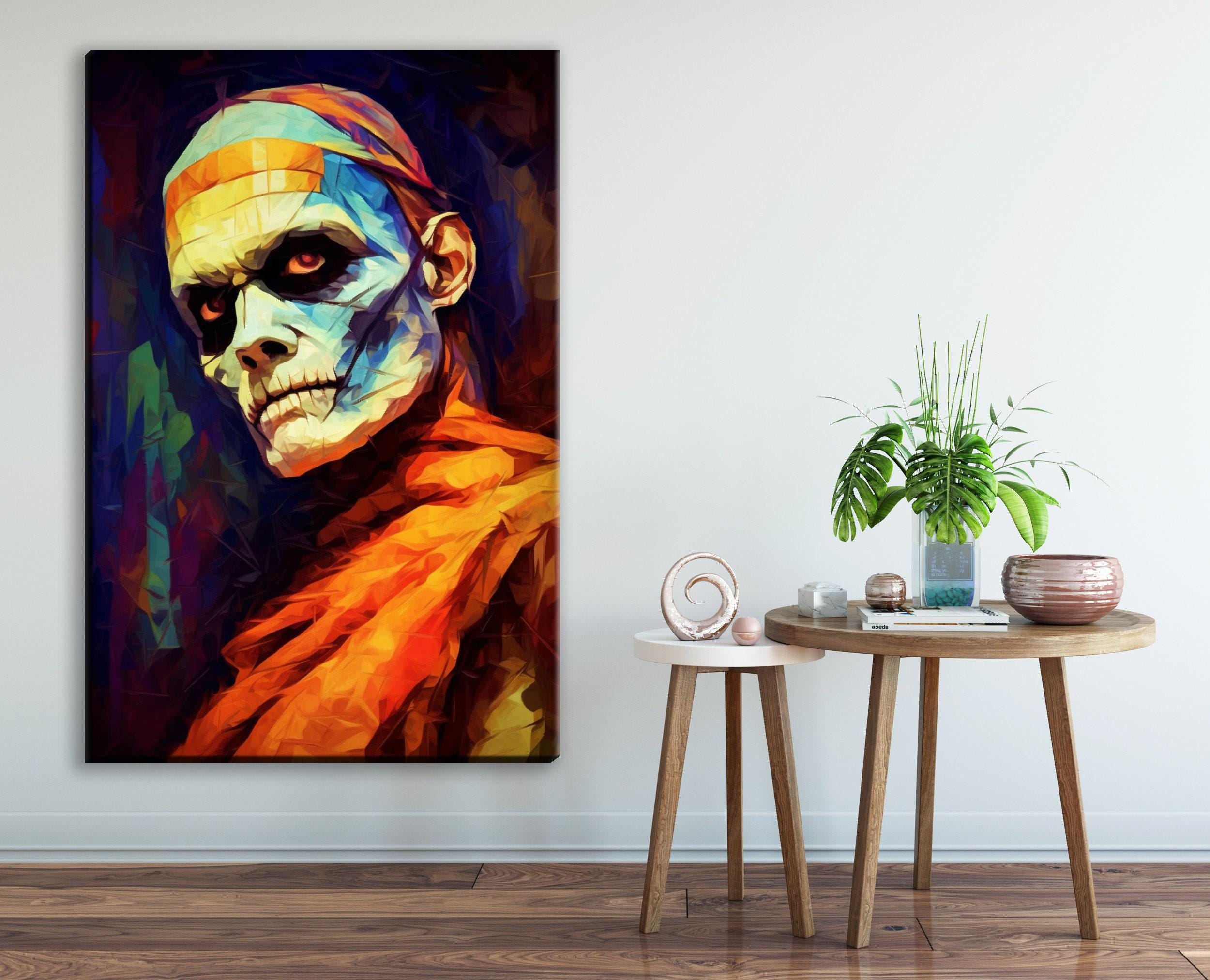 Halloween Mummy Wall Art - Scary Mummy Decor on Large Gallery Wrapped Canvas