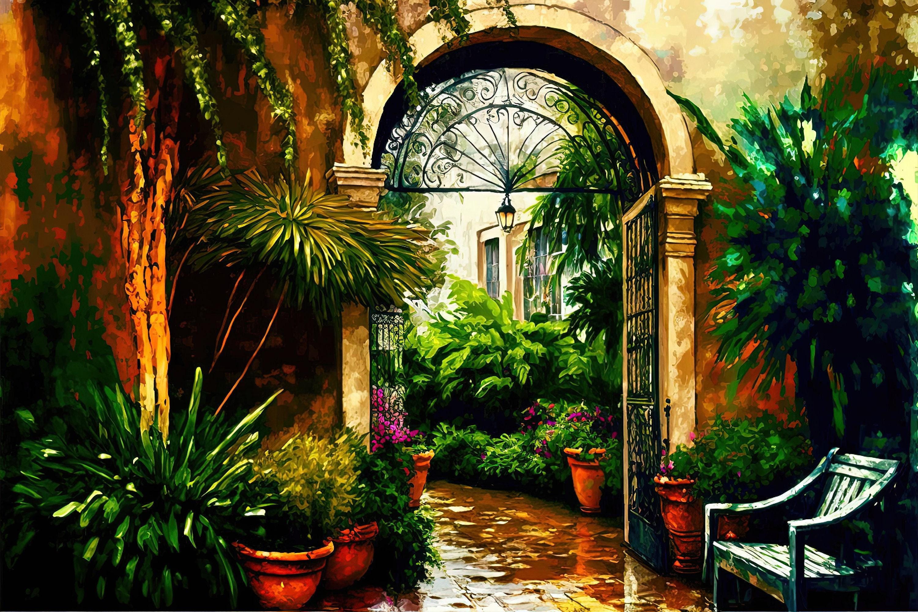 New Orleans Canvas Art – French Quarter Painting With Rainy Day Urban Street Scene