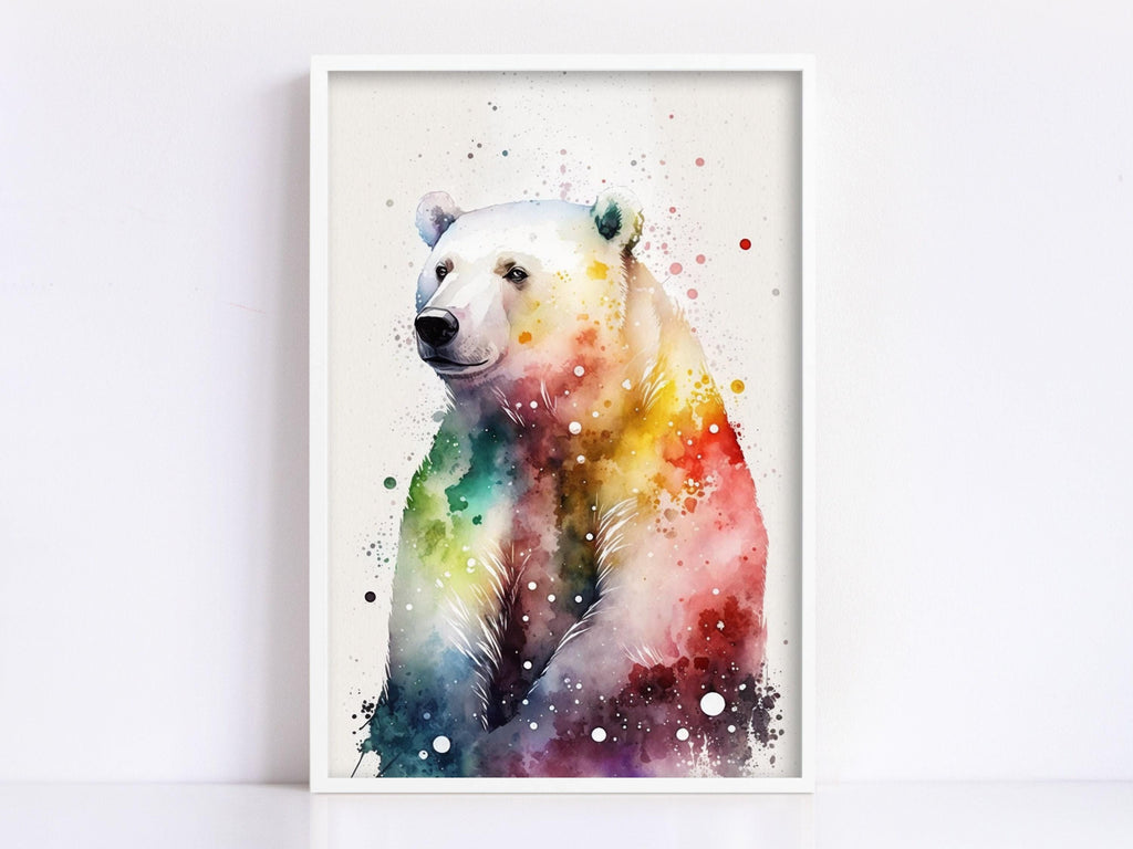 Wildlife Serenity: Polar Bear Watercolor Painting, Giclee Print on Canvas, Artist Paper, Watercolor Paper, Available in Extra Large Sizes