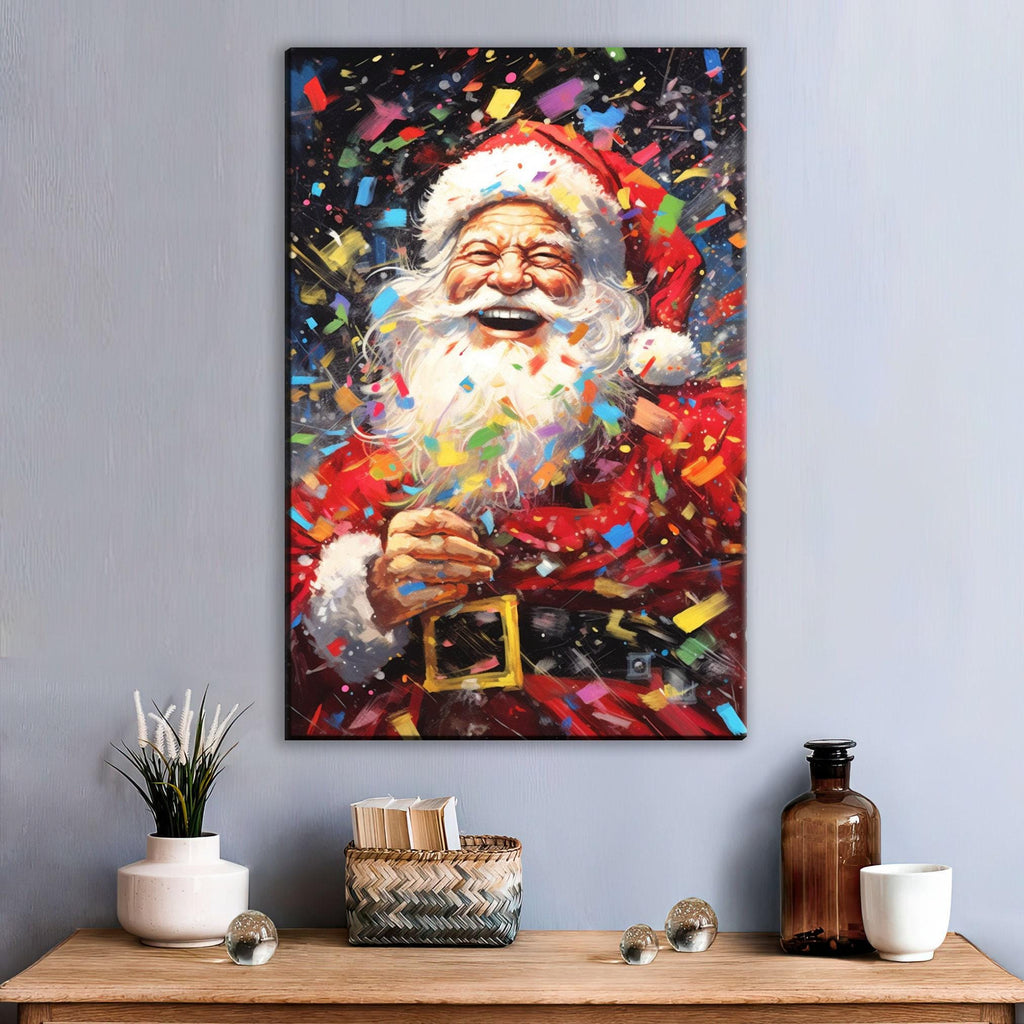 Santa Claus Wall Art - Large Christmas Canvas Print | Festive Holiday Decor