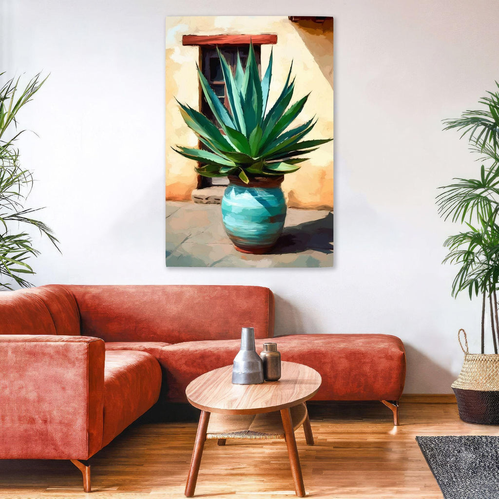 Southwest Canvas Painting – Large Giclee Print Desert Landscape Art with Agave Plant