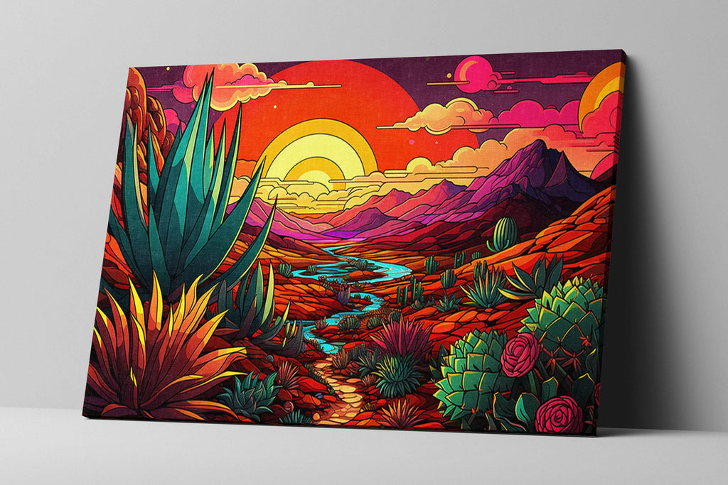 Agave Desert Art – Large Canvas Print | Vibrant Southwest Landscape Painting